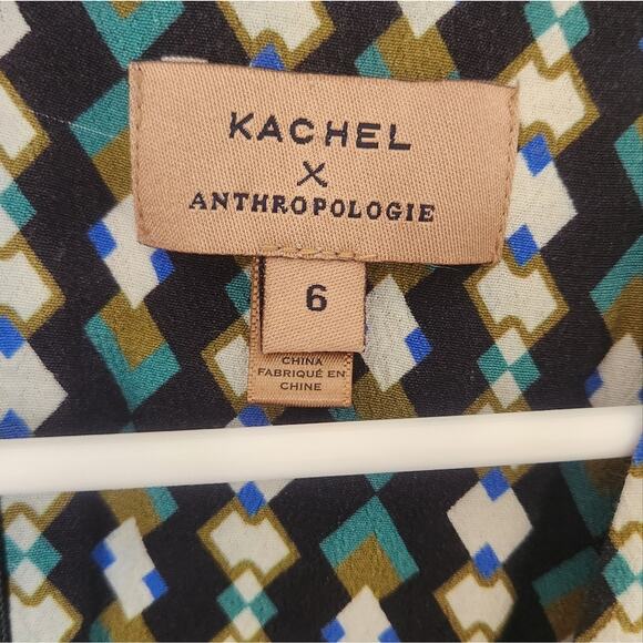 Anthropologie X Kachel Geometric blue green Jumpsuit medium 6 - Picture 11 of 11